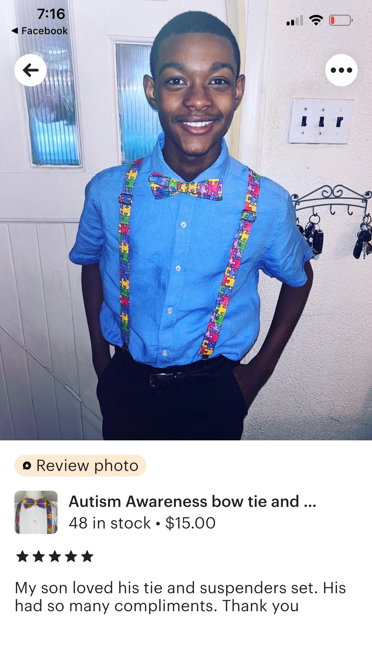 Autism Awareness bow tie and suspenders or Hair Bow Headband Barrette