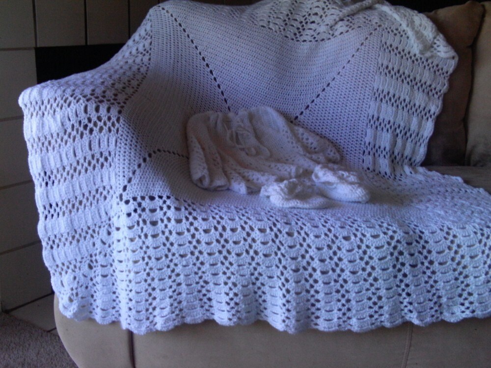 Christening / Baptism baby layette set / blanket sweater booties gift precious hospital homecoming