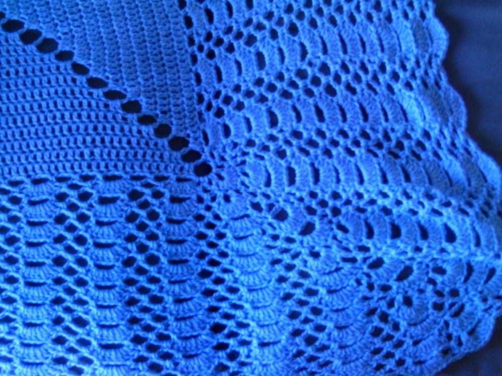 Oversized blue baby blanket with matching sweater hand made crochet baby gift Christmas gift christening hospital homecoming