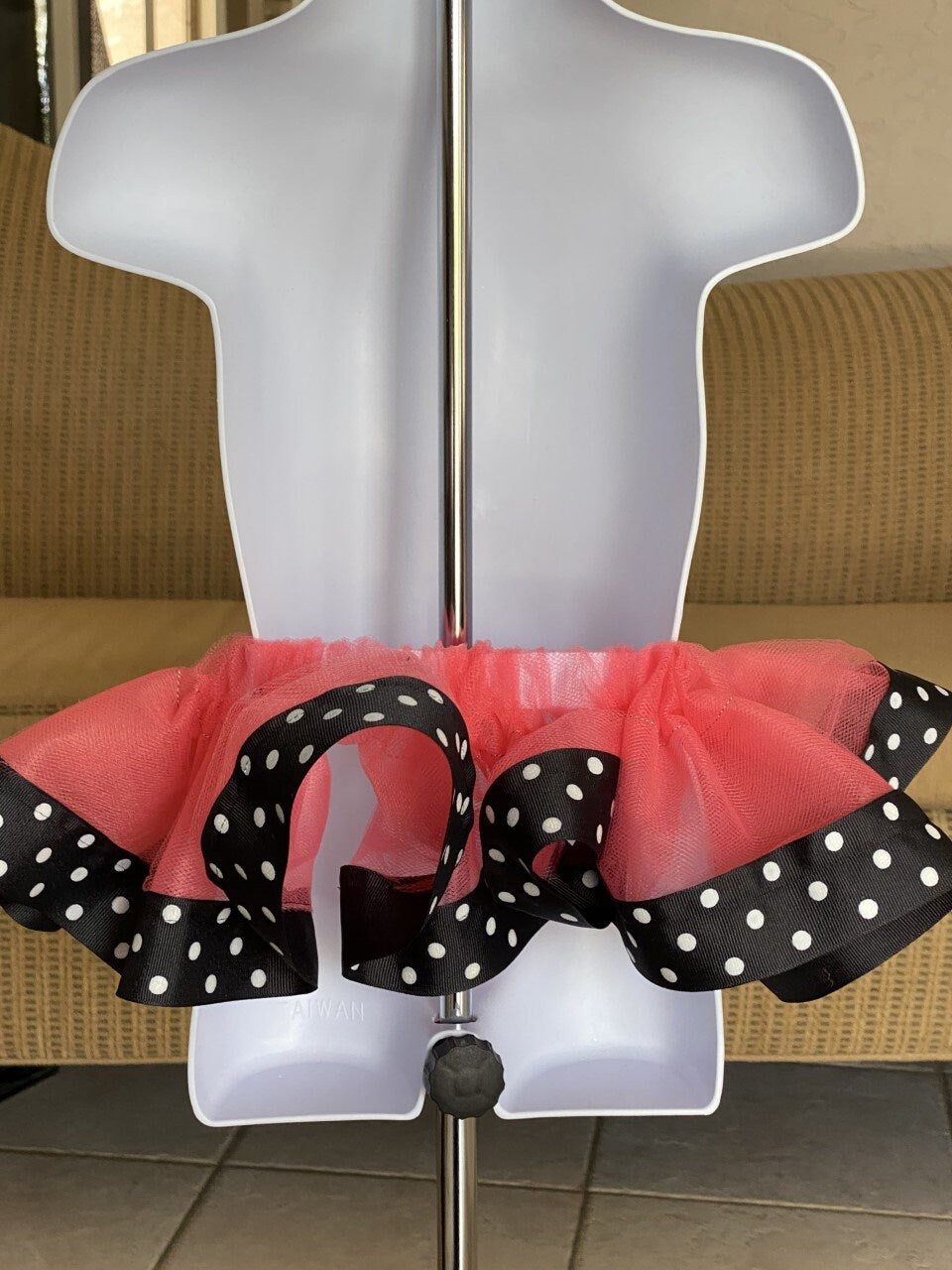 Fuschia Tutu with polka dot trim infant tutu gift