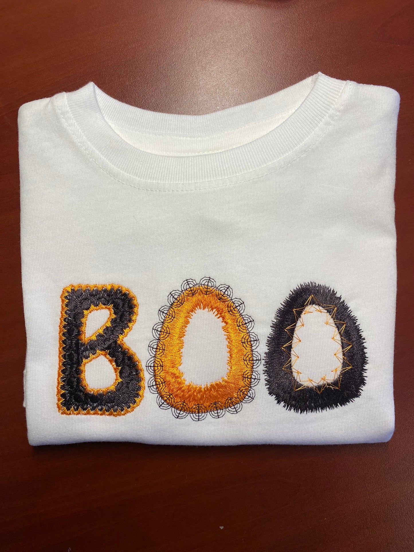 Halloween costume shirt tee tshirt t-shirt BOO Witch Mirror spider scary creepy embroidered embroidery fun pretty