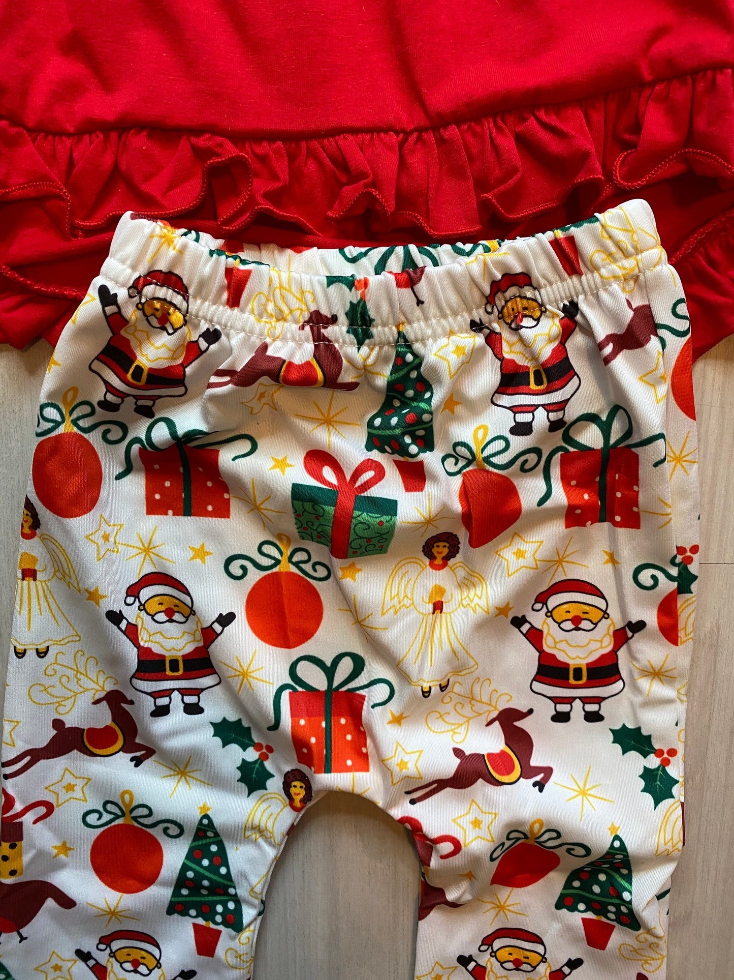 Christmas Outfit Naughty List girls hi-lo ruffle top pants headband flowy cute funny Santa Long sleeved lovely toddler baby infant dress