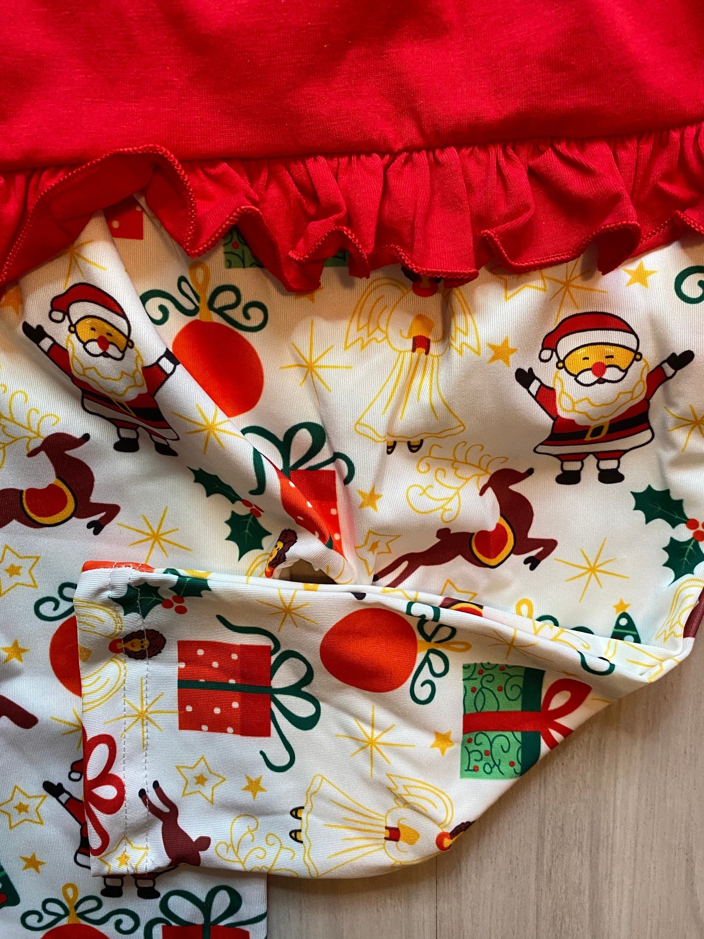 Christmas Outfit Naughty List girls hi-lo ruffle top pants headband flowy cute funny Santa Long sleeved lovely toddler baby infant dress