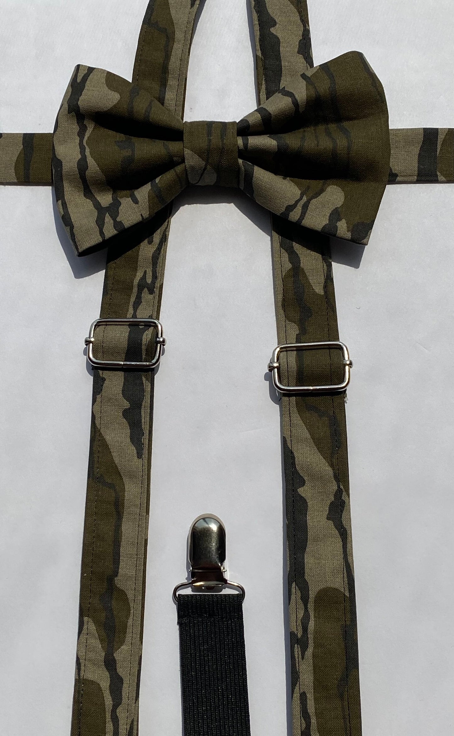 Camouflage suspenders and bow tie / braces / fully adjustable / infant toddler child teen adult big & tall Custom wedding personalized gifts