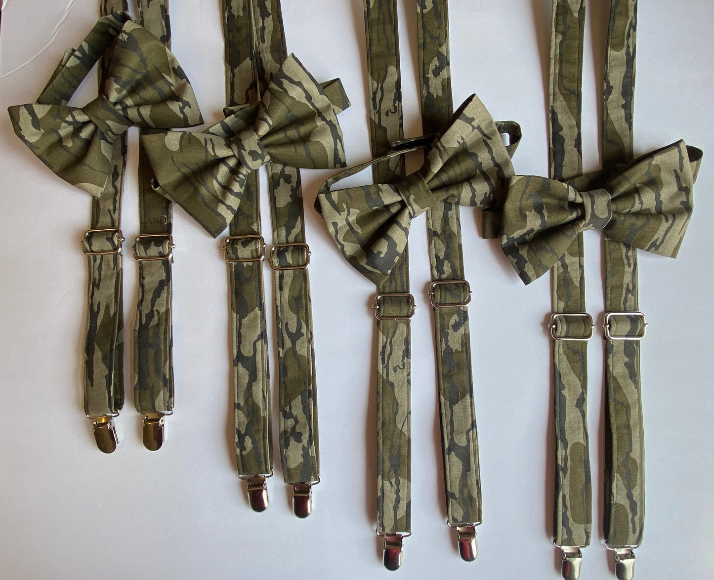 Camouflage suspenders and bow tie / braces / fully adjustable / infant toddler child teen adult big & tall Custom wedding personalized gifts