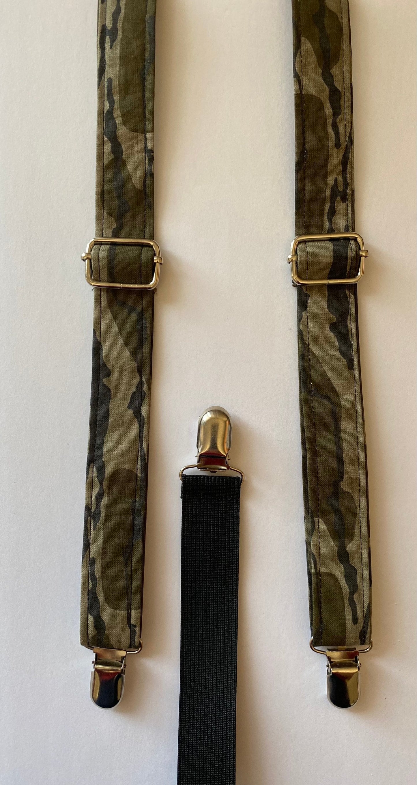 Camouflage suspenders and bow tie / braces / fully adjustable / infant toddler child teen adult big & tall Custom wedding personalized gifts