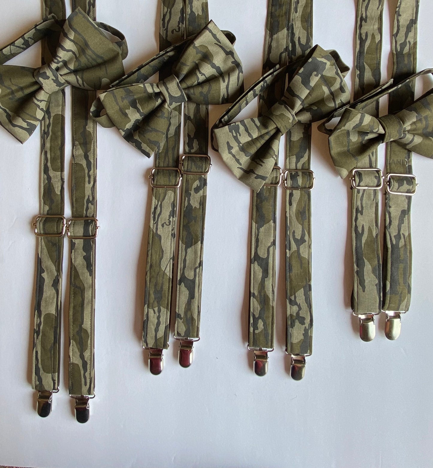 Camouflage suspenders and bow tie / braces / fully adjustable / infant toddler child teen adult big & tall Custom wedding personalized gifts