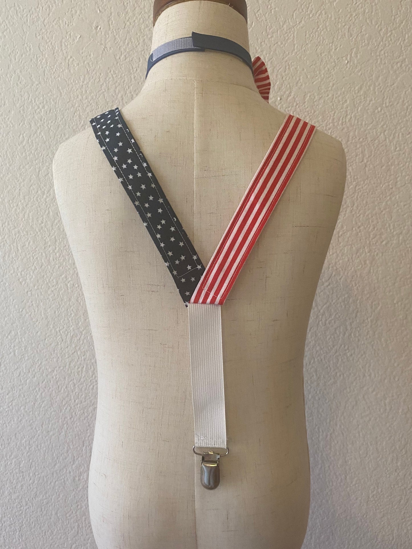 Patriotic American flag bow tie and suspenders custom bowtie all sizes made to order