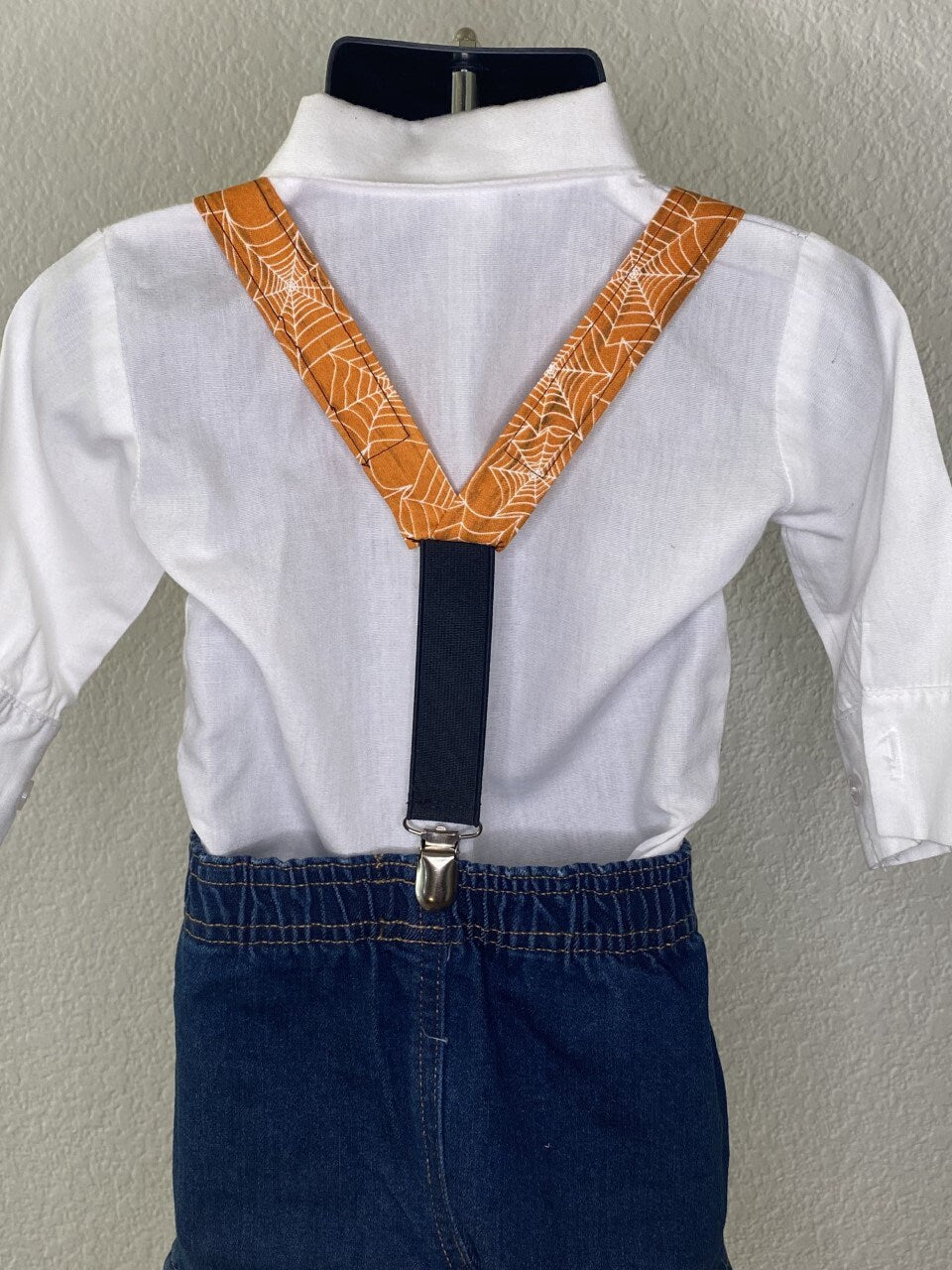 Halloween Orange Spiderweb suspenders and bow tie / Infant, Toddler, Child, Teen, Adult, Big & Tall
