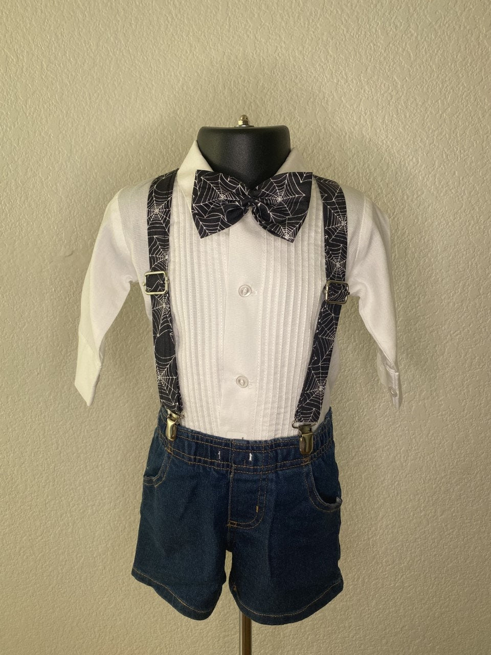 Halloween Black Spiderweb suspenders and bow tie / Infant, Toddler, Child, Teen, Adult, Big & Tall