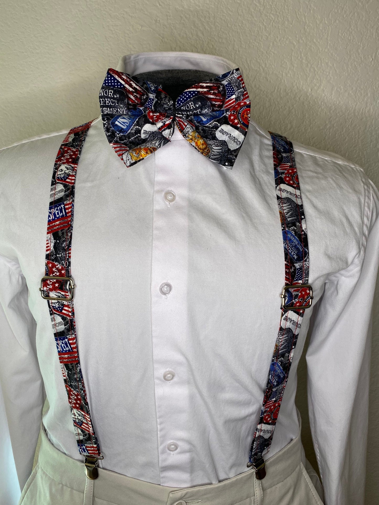 USMC Marine suspenders and bow tie / Infant, Toddler, Child, Teen, Adult, Big & Tall Oorah! Semper Fi