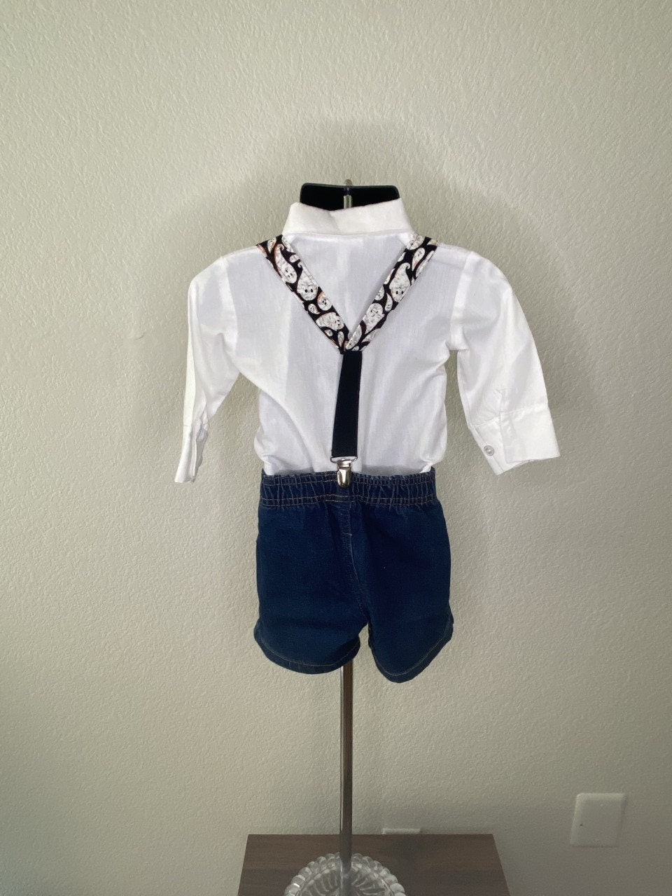 Halloween Ghost suspenders and bow tie / Infant, Toddler, Child, Teen, Adult, Big & Tall