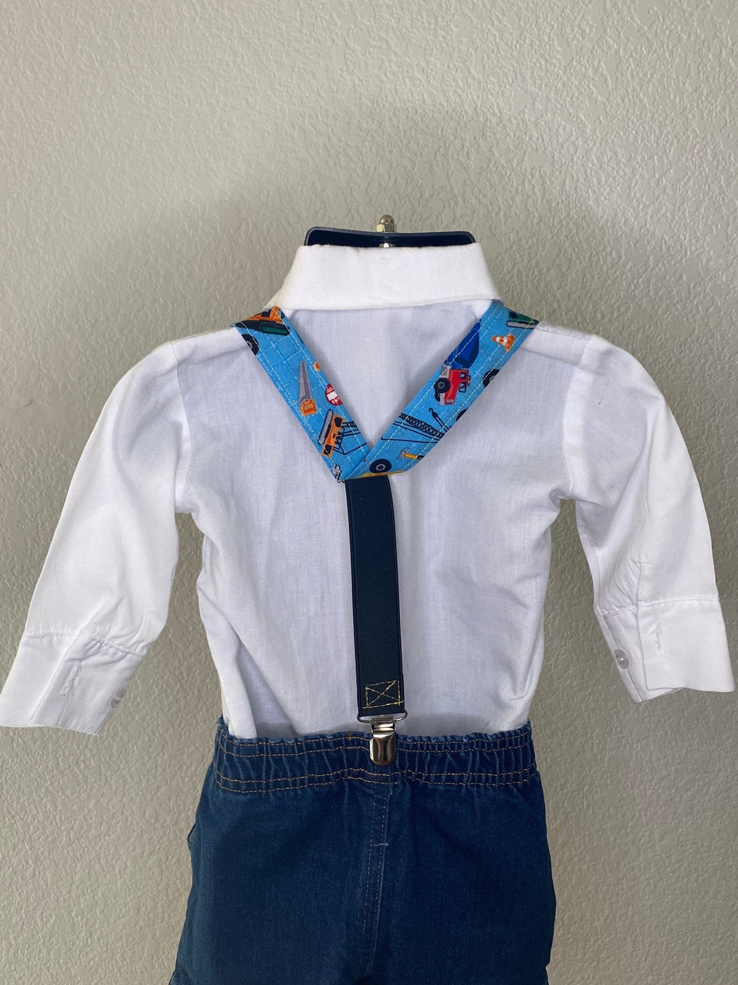 First Birthday Smash Cake Outfit Custom Construction Suspenders Bow tie applique shirt diaper cover nappy party gift dump truck bloomer