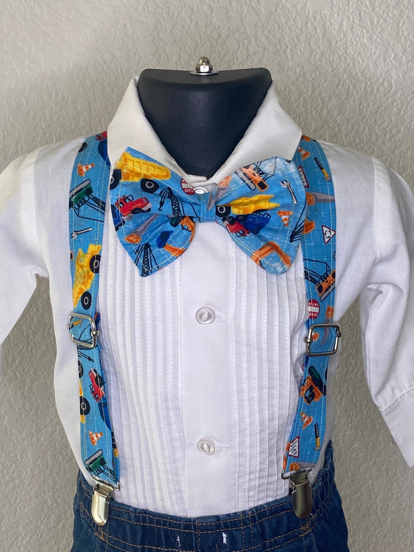 First Birthday Smash Cake Outfit Custom Construction Suspenders Bow tie applique shirt diaper cover nappy party gift dump truck bloomer