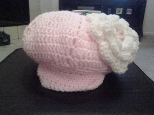 Newsboy hat crochet infant baby hat photo prop flower hat hand made best seller