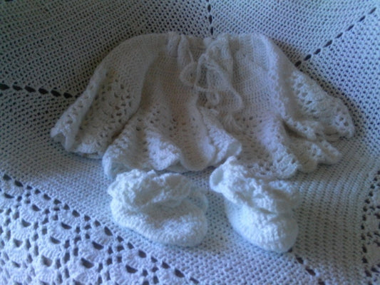 Christening / Baptism baby layette set / blanket sweater booties gift precious hospital homecoming