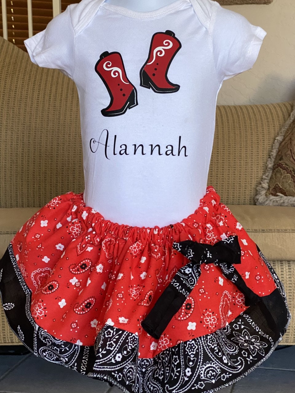 Cowgril Skirt and Top/Cowgirl tutu/Cowgirl shirt/Cowgirl Onesie/Cowgirl boots/Cowgirl Birthday/Cowgirl birthday tutu/Custom Cowgirl set