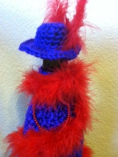 wine bottle cover doll crochet gift bag Christmas Gift Red Hat Society gift wrap Birthday present fun