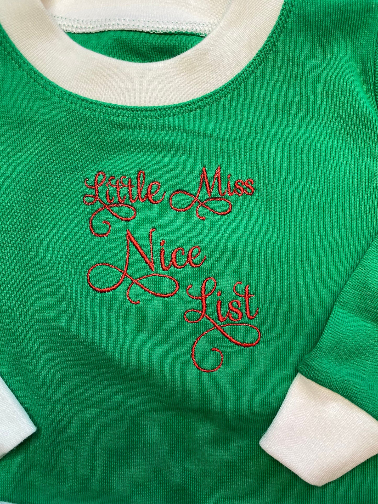 Christmas pajamas childrens kids boys girls Naughty List Nice List Custom Personalized Embroidered name funny cute striped humerous silly