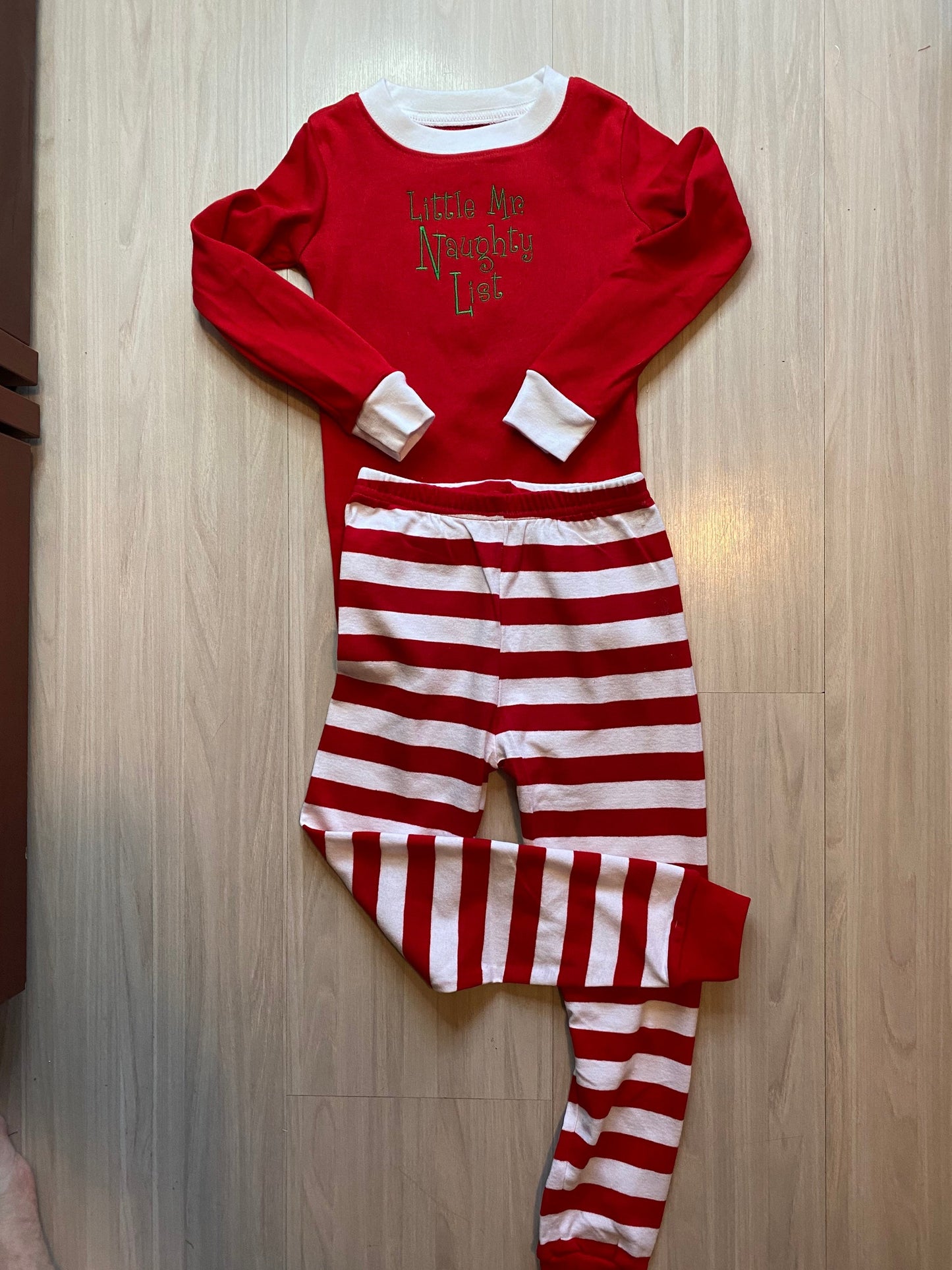 Christmas pajamas childrens kids boys girls Naughty List Nice List Custom Personalized Embroidered name funny cute striped humerous silly