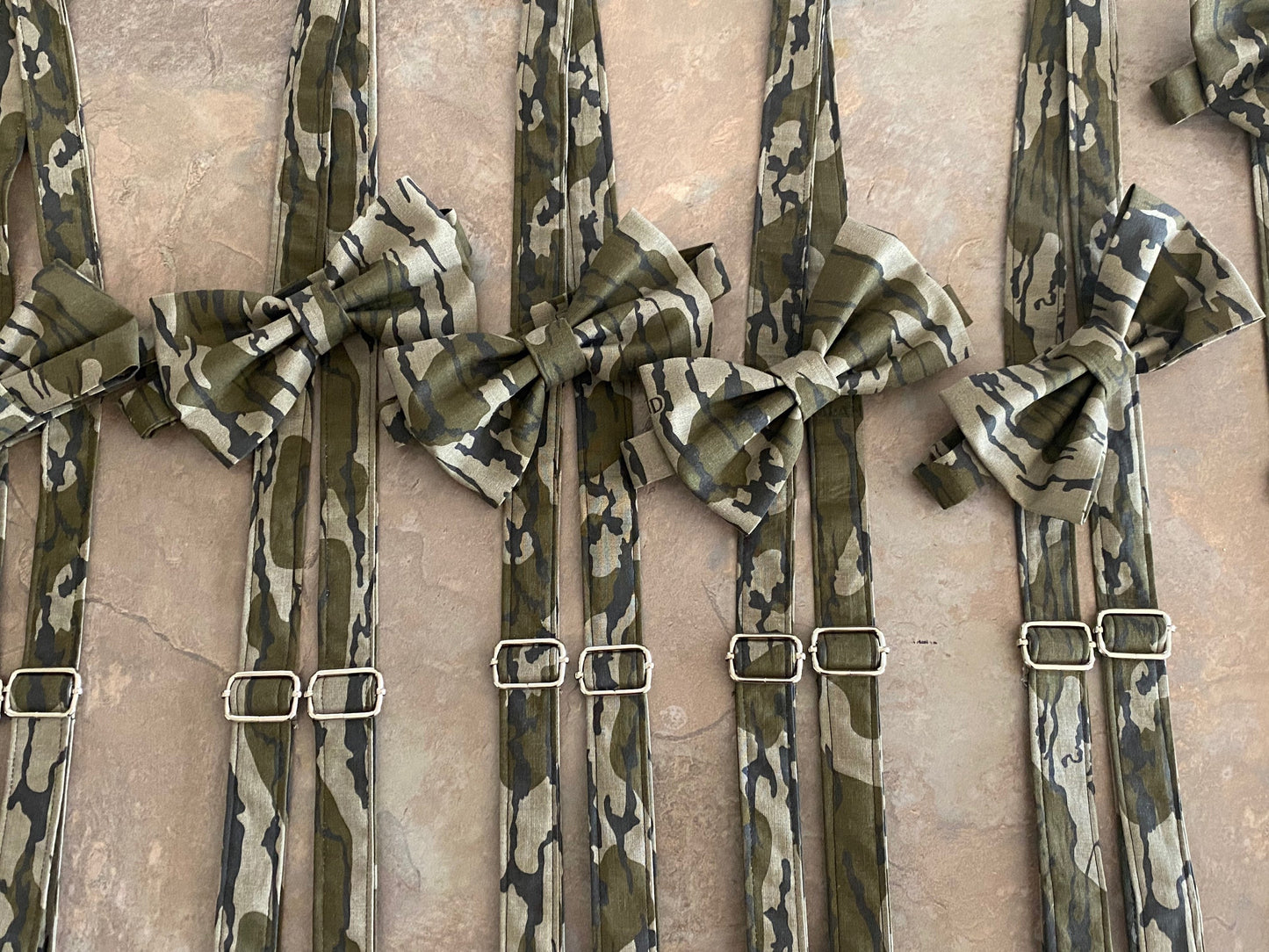 Camouflage suspenders and bow tie / braces / fully adjustable / infant toddler child teen adult big & tall Custom wedding personalized gifts