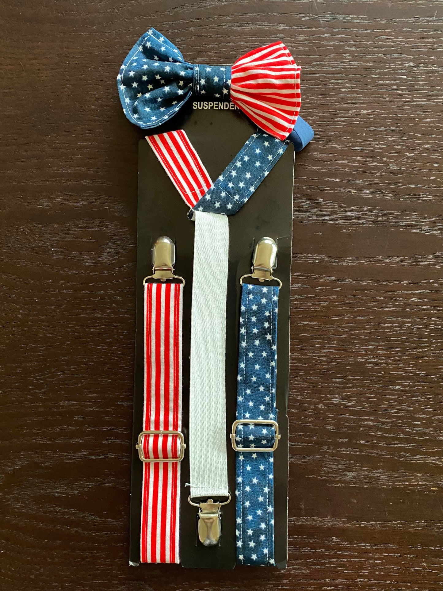 Patriotic American flag bow tie and suspenders custom bowtie all sizes made to order