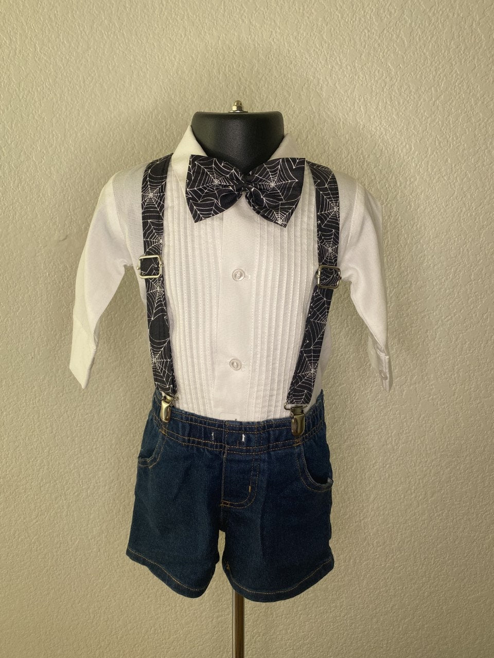 Halloween Black Spiderweb suspenders and bow tie / Infant, Toddler, Child, Teen, Adult, Big & Tall