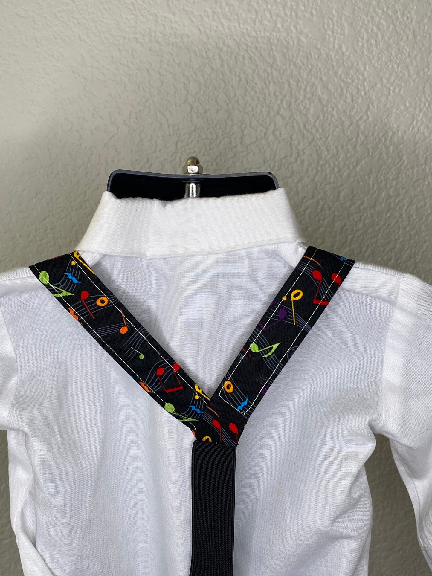Musical note suspenders and bow tie / Infant, Toddler, Child, Teen, Adult, Big & Tall