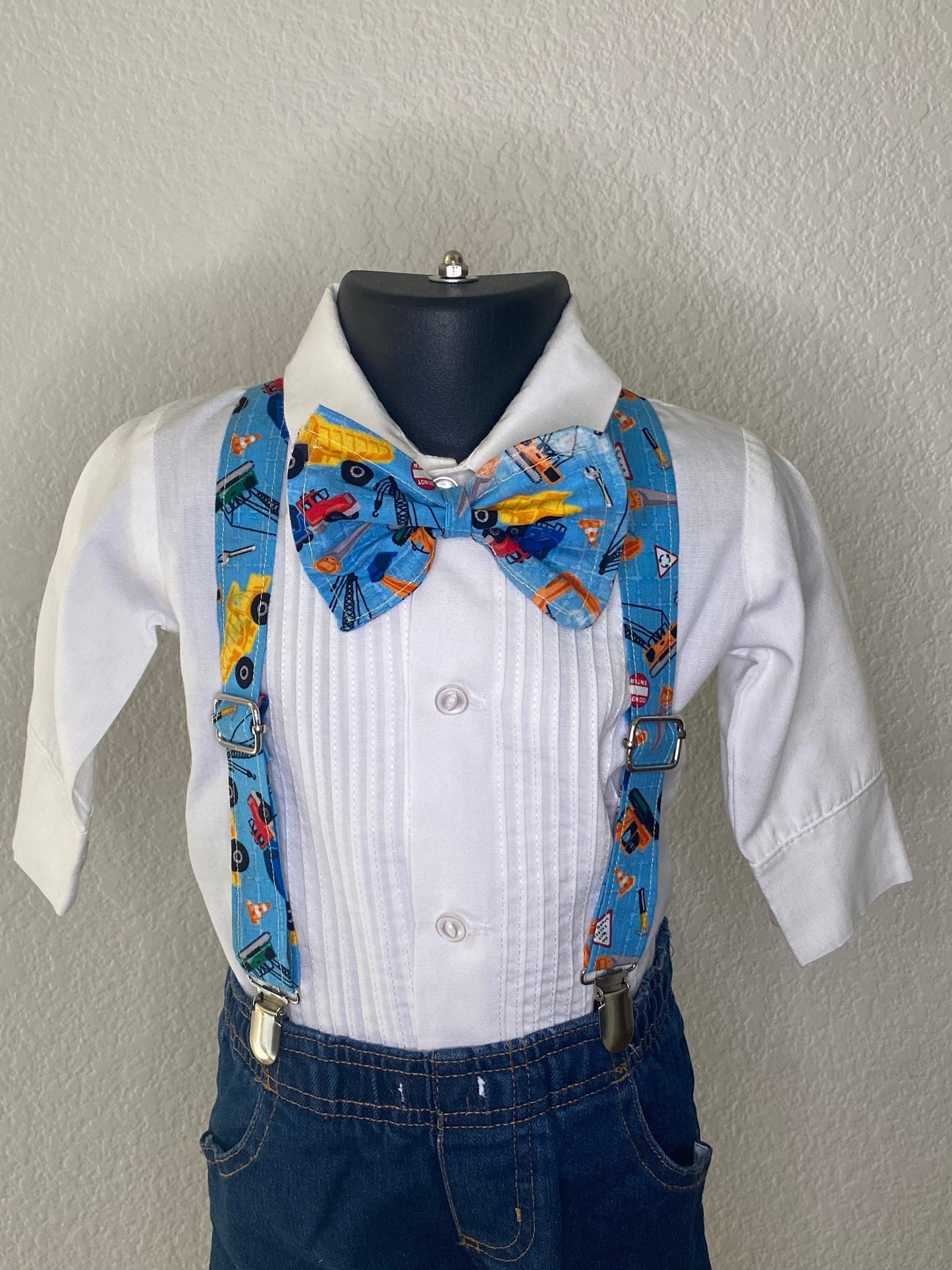 First Birthday Smash Cake Outfit Custom Construction Suspenders Bow tie applique shirt diaper cover nappy party gift dump truck bloomer